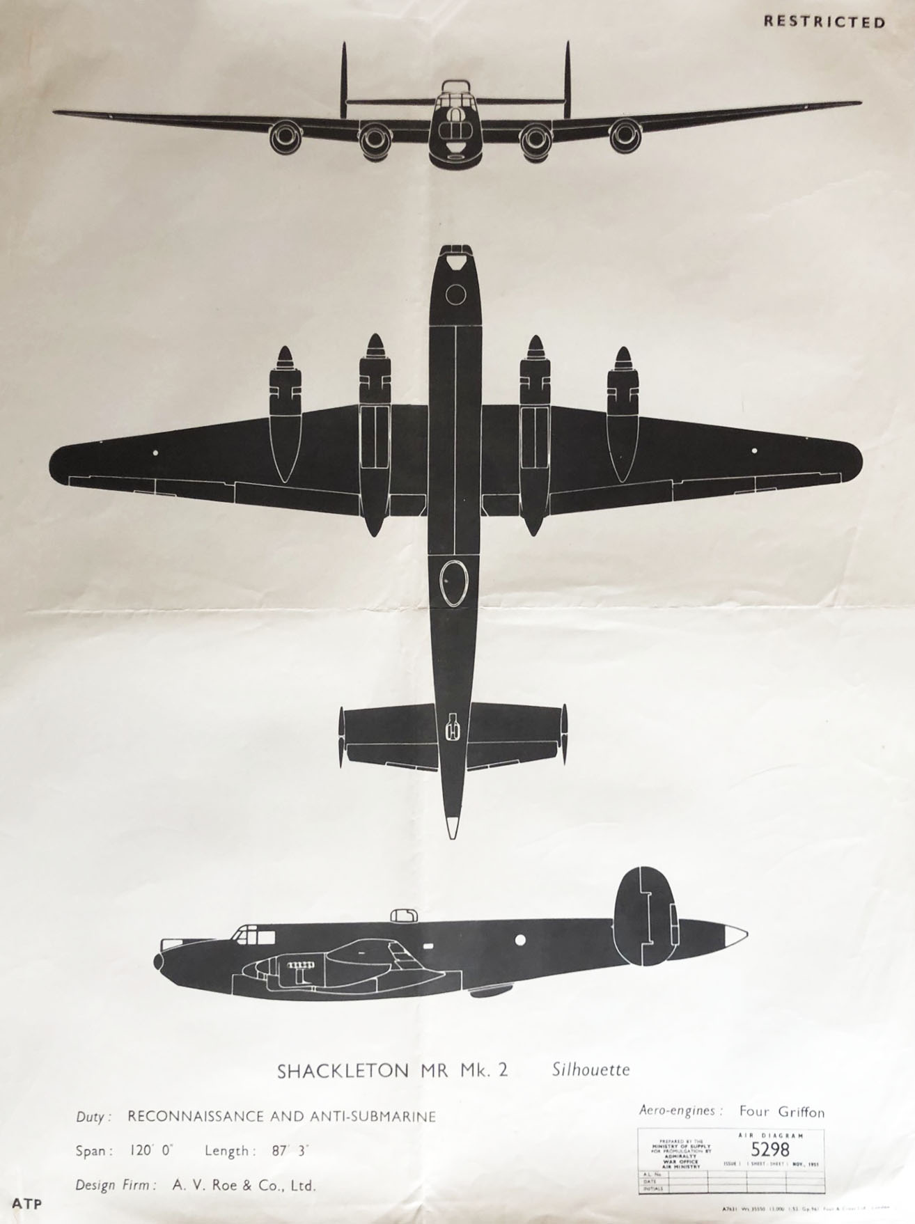 Shackleton MR Mk 2 Air Diagram 5298 RAF
